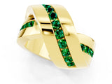 Yellow gold Pavé Round Emerald Crossover Band with Channel Setting_7