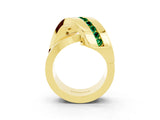 Yellow gold Pavé Round Emerald Crossover Band with Channel Setting_9