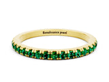 Yellow gold Pavé Round Emerald Half Eternity Band with Shared Prong Setting_6