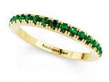 Yellow gold Pavé Round Emerald Half Eternity Band with Shared Prong Setting_7