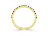 Yellow gold Pavé Round Emerald Half Eternity Band with Shared Prong Setting_9