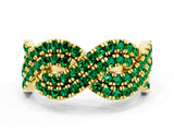 Yellow gold Pavé Round Emerald Infinity Twist Band with Shared Prong Setting_6