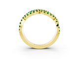 Yellow gold Pavé Round Emerald Infinity Twist Band with Shared Prong Setting_9