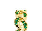Yellow gold Pavé Round Emerald Interlocking Eternity Band with Bezel Prong Setting_11