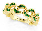 Yellow gold Pavé Round Emerald Interlocking Eternity Band with Bezel Prong Setting_7