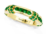 Yellow gold Pavé Round Emerald Link Band with Bezel Setting_31