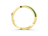Yellow gold Pavé Round Emerald Twist Band_15