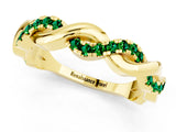 Yellow gold Pavé Round Emerald Twist Eternity Band with Shared Prong Setting_31