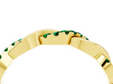 Yellow gold Pavé Round Emerald Twist Eternity Band with Shared Prong Setting_34