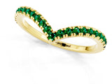 Yellow gold Pavé Round Emerald V-Shaped Chevron Band with Shared Prong Setting_7