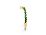 Yellow gold Pavé Round Emerald V-Shaped Chevron Band with Shared Prong Setting_8
