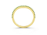 Yellow gold Pavé Round Emerald V-Shaped Chevron Band with Shared Prong Setting_9