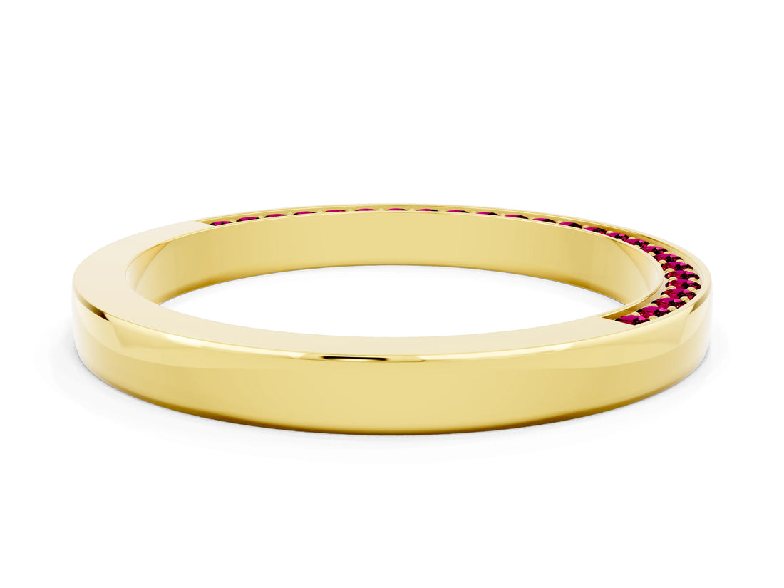 Yellow gold Pavé Round Garnet Channel Set Band_18
