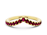 Yellow gold Pavé Round Garnet Chevron Band with Shared Prong Setting_6