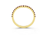 Yellow gold Pavé Round Garnet Chevron Band with Shared Prong Setting_9