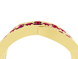 Yellow gold Pavé Round Garnet Crossover Band with Bead Prong Setting_10