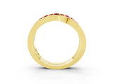 Yellow gold Pavé Round Garnet Crossover Band with Bead Prong Setting_9