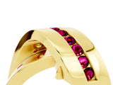 Yellow gold Pavé Round Garnet Crossover Band with Channel Setting_10