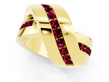 Yellow gold Pavé Round Garnet Crossover Band with Channel Setting_7