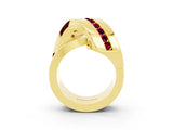 Yellow gold Pavé Round Garnet Crossover Band with Channel Setting_9