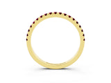 Yellow gold Pavé Round Garnet Half Eternity Band with Shared Prong Setting_9