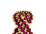 Yellow gold Pavé Round Garnet Infinity Twist Band with Shared Prong Setting_11