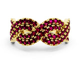 Yellow gold Pavé Round Garnet Infinity Twist Band with Shared Prong Setting_6