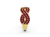 Yellow gold Pavé Round Garnet Infinity Twist Band with Shared Prong Setting_8
