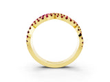 Yellow gold Pavé Round Garnet Infinity Twist Band with Shared Prong Setting_9