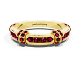 Yellow gold Pavé Round Garnet Link Band with Bezel Setting_30