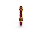 Yellow gold Pavé Round Garnet Link Band with Bezel Setting_32