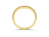 Yellow gold Pavé Round Garnet V-Shaped Chevron Band with Shared Prong Setting_9