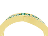Yellow gold Pavé Round Green Sapphire Crossover Band with Bead Prong Setting_10
