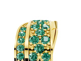 Yellow gold Pavé Round Green Sapphire Crossover Band with Bead Prong Setting_11