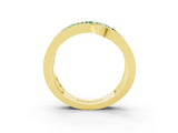 Yellow gold Pavé Round Green Sapphire Crossover Band with Bead Prong Setting_9