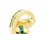 Yellow gold Pavé Round Green Sapphire Crossover Band with Channel Setting_11