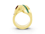 Yellow gold Pavé Round Green Sapphire Crossover Band with Channel Setting_9