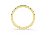 Yellow gold Pavé Round Green Sapphire Half Eternity Band with Shared Prong Setting_9