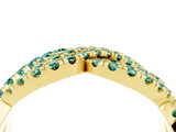 Yellow gold Pavé Round Green Sapphire Infinity Twist Band with Shared Prong Setting_10