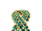 Yellow gold Pavé Round Green Sapphire Infinity Twist Band with Shared Prong Setting_11