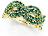 Yellow gold Pavé Round Green Sapphire Infinity Twist Band with Shared Prong Setting_7