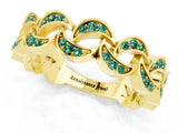 Yellow gold Pavé Round Green Sapphire Interlocking Eternity Band with Bezel Prong Setting_7