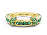 Yellow gold Pavé Round Green Sapphire Link Band with Bezel Setting_30