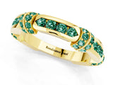 Yellow gold Pavé Round Green Sapphire Link Band with Bezel Setting_31