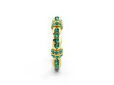 Yellow gold Pavé Round Green Sapphire Link Band with Bezel Setting_32