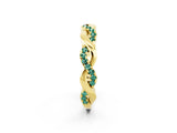 Yellow gold Pavé Round Green Sapphire Twist Eternity Band with Shared Prong Setting_20
