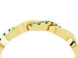 Yellow gold Pavé Round Green Sapphire Twist Eternity Band with Shared Prong Setting_22