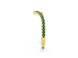 Yellow gold Pavé Round Green Sapphire V-Shaped Chevron Band with Shared Prong Setting_8