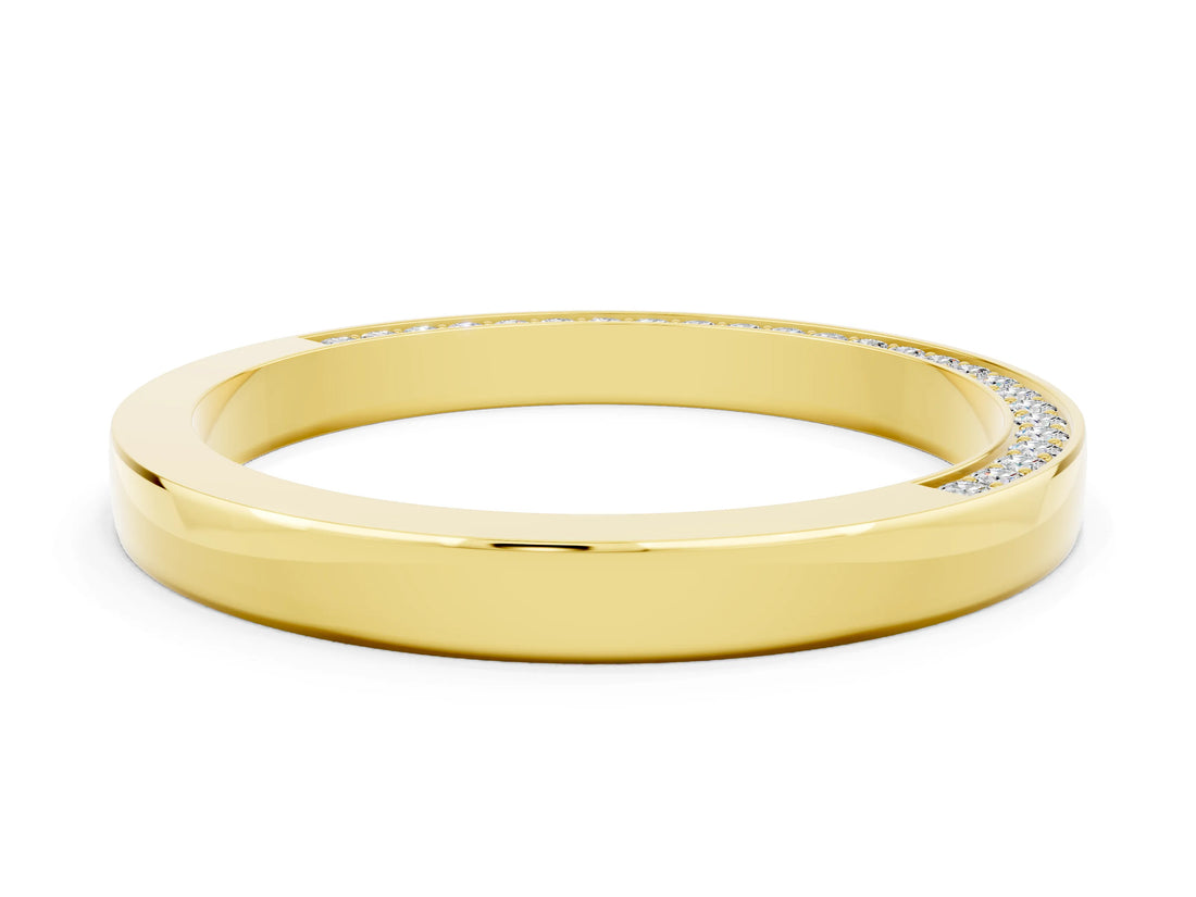 Yellow gold Pavé Round Moissanite Channel Set Band_18