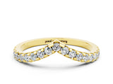 Yellow gold Pavé Round Moissanite Chevron Band with Shared Prong Setting_6